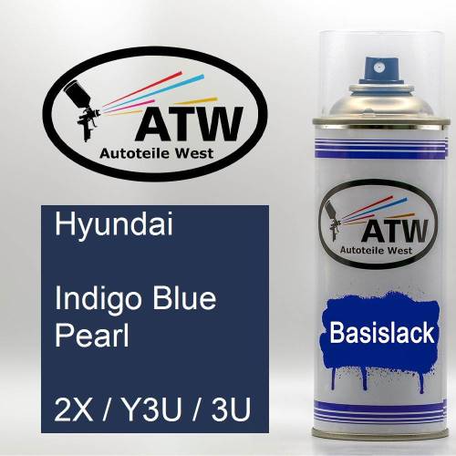 Hyundai, Indigo Blue Pearl, 2X / Y3U / 3U: 400ml Sprühdose, von ATW Autoteile West.